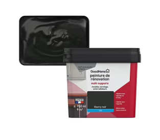 Peinture de rénovation GoodHome multi-supports mat noir Liberty noir 750ml