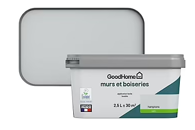 Peinture intérieure couleur Murs et boiseries GoodHome Hamptons blanc satin 2,5L