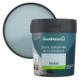 Peinture résistante murs, boiseries et métal GoodHome bleu Toulon satin 0,75L