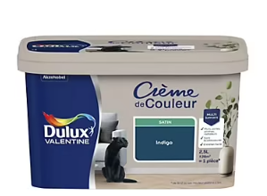 Peinture intérieure couleur Crème De Couleur Dulux Valentine satin bleu Indigo 2.5L