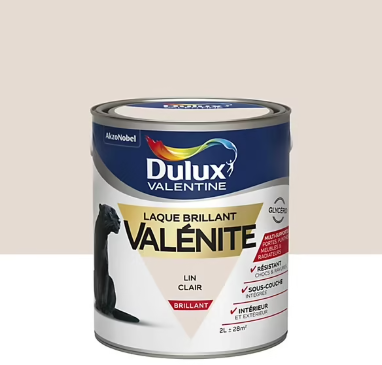 Laque boiseries et métal Valénite Dulux Valentine brillant blanc lin clair 2L