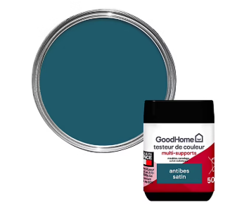Peinture de rénovation GoodHome multi-supports satin bleu Antibes 50ml