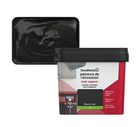 Peinture de rénovation GoodHome multi-supports satin noir Liberty noir 750ml