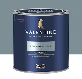 Peinture Valentine murs et boiseries Dulux Valentine bleu équinoxe paisible velouté mat 0,5L