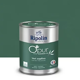 Peinture intérieure multisupport Ripolin O'pur vert zapfino satin velouté 500ml