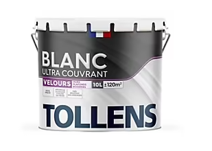 Peinture Tollens ultra couvrant murs, plafonds et boiseries velours blanc 10L