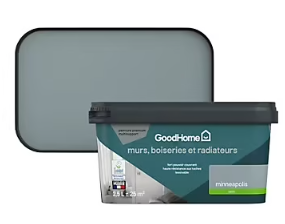 Peinture intérieure couleur murs, boiseries et radiateurs GoodHome Minneapolis satin gris 2,5L