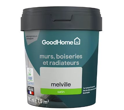 Peinture résistante murs, boiseries et métal GoodHome gris Melville satin 0,75L