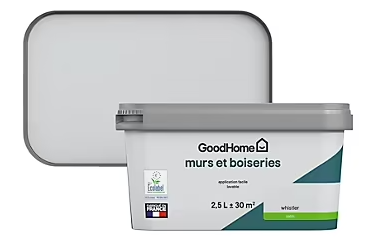 Peinture intérieure couleur murs et boiseries GoodHome Whistler Blanc satin 2,5L