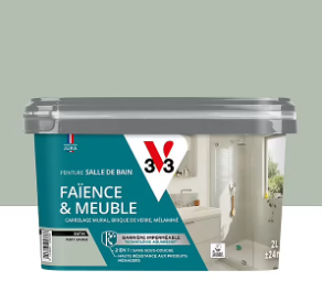 Peinture de rénovation faïence et meuble de salle de bain V33 vert sauge satin 2L