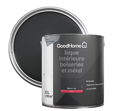 Peinture métal et bois GoodHome brillant noir 2,5L