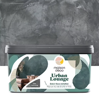 Enduit lisse métallisé Maison Déco Urban Lounge Déco gris fontaine 4KG