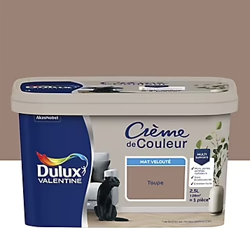 Peinture Crème De Couleur Dulux Valentine mat taupe 2,5L