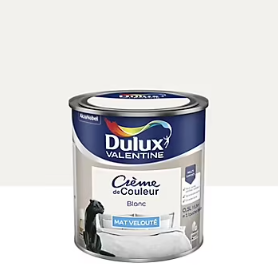 Peinture Crème de Couleur Dulux Valentine mat blanc 0,5L
