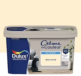 Peinture Crème De Couleur Dulux Valentine mat blanc cassé 2,5L