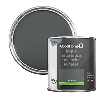 Peinture métal et bois GoodHome satin gris Princeton 500ml