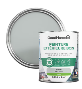 Peinture extérieure bois GoodHome Melvil gris satin 0.75L