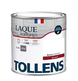 Laque boiseries et métal Tollens brillant blanc prestige 500ml