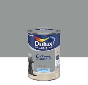 Peinture couleur murs, boiseries et radiateurs Crème de couleur Dulux Valentine gris titanium mat 1,25L