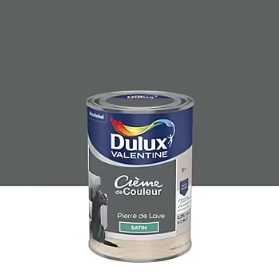 Peinture couleur murs, boiseries et radiateurs Crème de couleur Dulux Valentine gris pierre de lave satin 1,25L