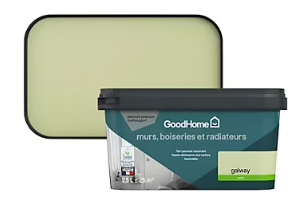Peinture intérieure couleur murs, boiseries et radiateurs GoodHome satin galway vert 2.5L
