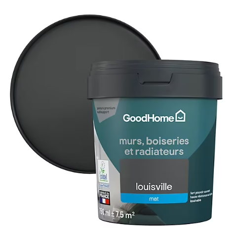 Peinture intérieure couleur murs, boiseries et radiateurs GoodHome mat louisville gris 750ml