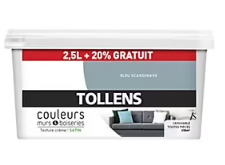 Peinture murs et boiseries Tollens bleu scandinave satin 2,5L +20% gratuit