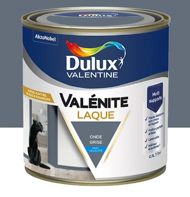 Laque acrylique Valénite Dulux Valentine bleu onde grise velouté mat 500ml