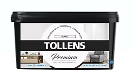 Peinture Tollens premium murs, boiseries et radiateurs blanc mat 2,5L