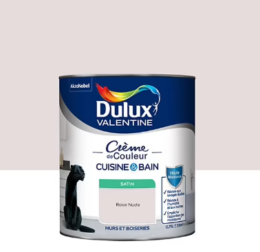 Peinture haute résistance Crème de couleur cuisine et bain Dulux Valentine rose nude satin 0,75L