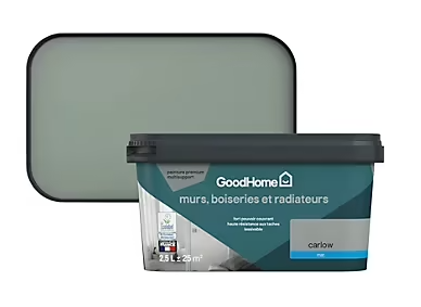 Peinture intérieure couleur murs, boiseries et radiateurs GoodHome mat carlow vert 2.5L