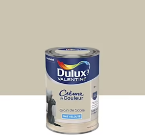 Peinture couleur murs, boiseries et radiateurs Crème de couleur Dulux Valentine beige grin de sable mat 1,25L