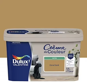 Peinture intérieure couleur Crème De Couleur Dulux Valentine satin jaune ocre doré 2.5L