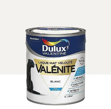 Peinture laque pour boiseries Valénite Dulux Valentine mat blanc 2L
