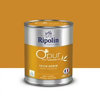 Peinture intérieure multisupport Ripolin O'pur jaune ambre satin velouté 2L
