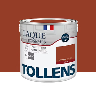 Laque boiseries et métal Tollens RAL 3000 rouge feu brillant 2L
