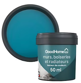 Testeur peinture résistante murs, boiseries et métal GoodHome bleu Marseille mat 50ml