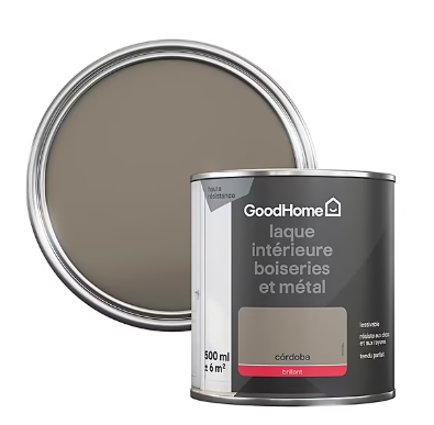 Peinture métal et bois GoodHome brillant marron 500ml