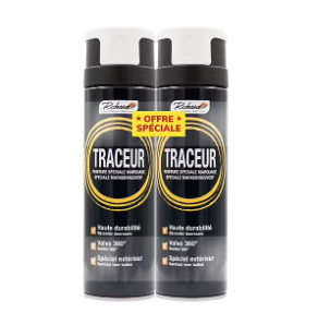 Lot 2 peintures aérosol traceur spéciale marquage Richard blanc 400ml