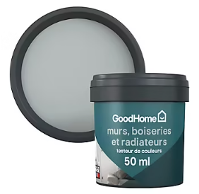 Testeur peinture résistante murs, boiseries et métal GoodHome gris Brooklyn mat 50ml