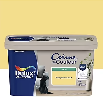 Peinture Crème De Couleur Dulux Valentine satin pamplemousse 2,5L