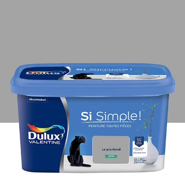 Peinture intérieure couleur Si Simple ! Dulux Valentine satin le gris foncé 2.5L