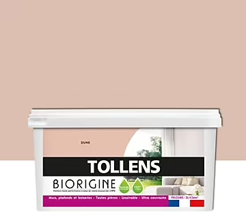 Peinture murs et plafonds Biorigine Tollens velours crème dune 2L