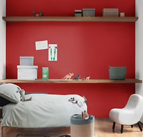 Peinture murs et boiseries Color Resist Dulux Valentine satin rouge absolu 2,5L