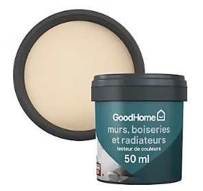 Testeur peinture résistante murs, boiseries et métal GoodHome beige San Jose mat 50ml