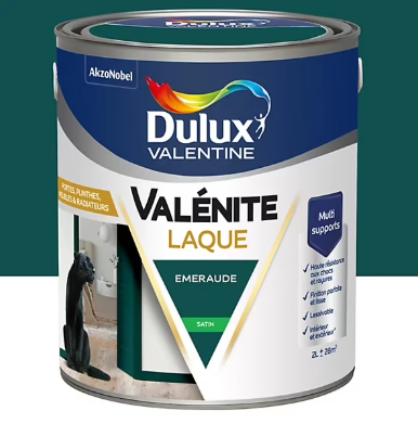 Laque Valénite Dulux Valentine Acrylique satin vert emeraude 2L