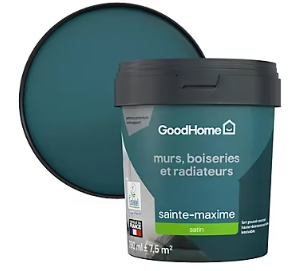 Peinture intérieure couleur murs, boiseries et radiateurs GoodHome satin sainte-maxime vert 750ml