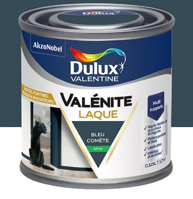 Laque acrylique Valénite Dulux Valentine bleu comète satin 0,125L