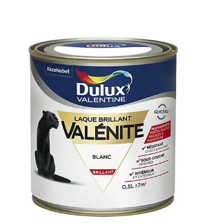 Peinture laque pour boiseries Valénite Dulux Valentine brillant blanc 0,5L