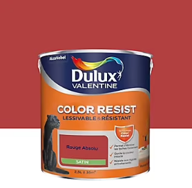 Peinture murs et boiseries Color Resist Dulux Valentine satin rouge absolu 2,5L